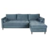 Blue 4-Seater Velvet Corner Sofa Bed